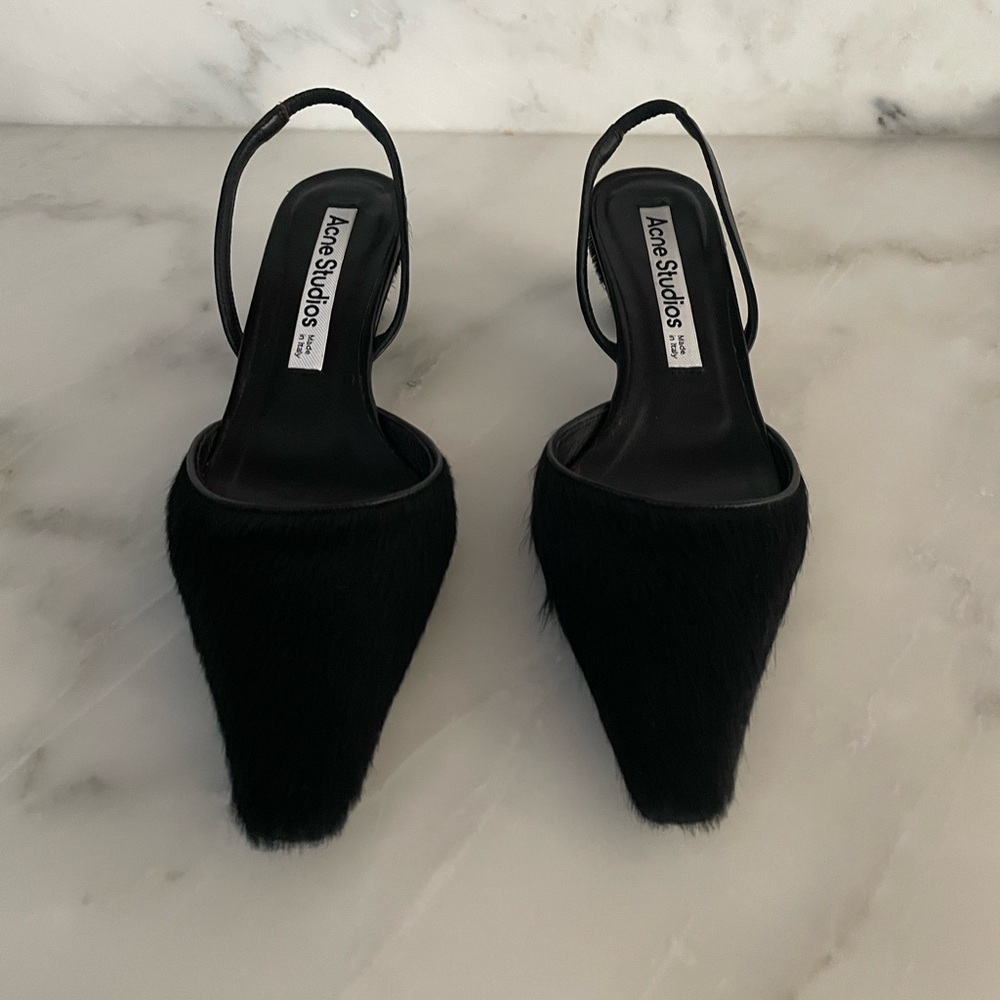Acne Studio Blavk Pony hair slingbacks
